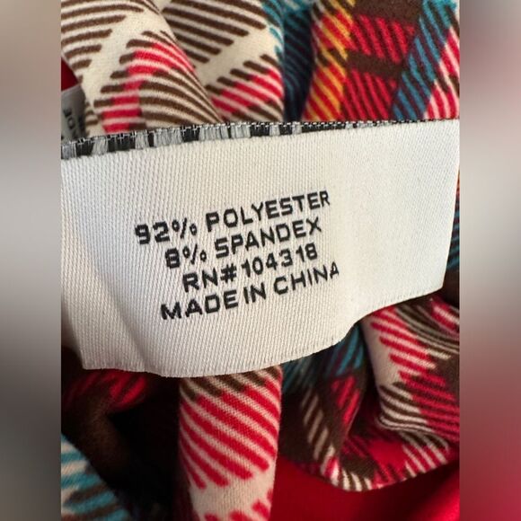 Jamie & Layla Steinmart Dress with scarf Red dress Plaid scarf Size Petite Med - Picture 6 of 9